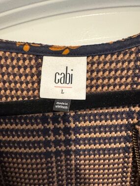 CAbi Navy and Tan Houndstooth Jacket